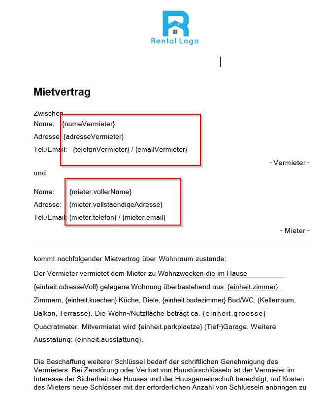 Vorbereitung Ihrer Mietvorlage